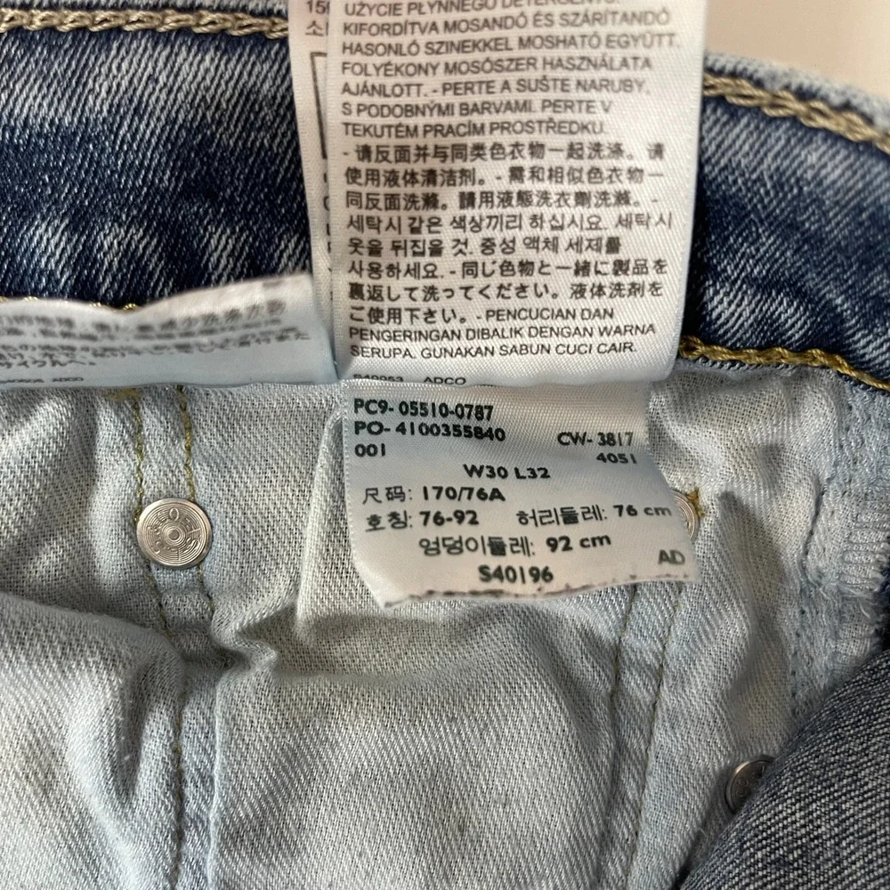 Levis 510 Jeans Mens 30x32 Blue Skinny Fit Preppy Distressed Denim Grunge Rock
